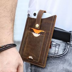 Men EDC Genuine Leather Cowhide 6.5 Inch Phone Bag Belt Sheath Waist Bag Style Business Casual, Waist Bag Men, Leather Working Patterns, Phone Items, Bag Belt, Fashion Business Casual, Women's Bottoms, Color Cafe, Waist Pack