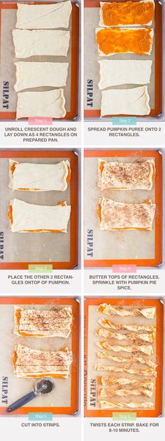 the steps to make an enchilada recipe on a cutting board