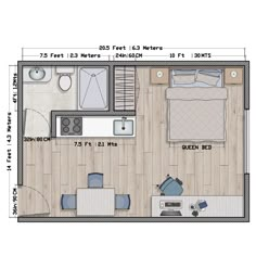 the floor plan for a studio apartment