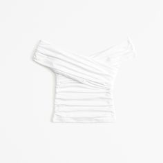 Elevate your wardrobe with the Abercrombie & Fitch Women's Off-The-Shoulder Ruched Wrap Top, a blend of sophistication and comfort. This slim-fitting top is crafted from our ultra-soft cotton-modal fabric with a hint of elastane for a perfect fit.

- Size: XS
- Color: White
- Material: Cotton, Modal, Elastane
- Gender: Female
- Style: Off-the-shoulder, wrap detail, all-over ruching

Ideal for both casual outings and chic events, the wrap detail and off-the-shoulder design add a modern twist to t Casual Stretch Ruched Off-shoulder Top, Off-shoulder Ruched Top In Elastane, Off-shoulder Ruched Top, Chic Summer Off-shoulder Top In Elastane, Off-shoulder Ruched Elastane Tops, Versatile Ruched Tops For Spring, Ruched Off-shoulder Elastane Top, Chic Off-shoulder Elastane Top For Summer, Chic Summer Off-shoulder Elastane Top