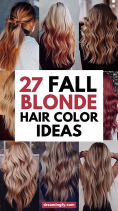 Lighten up your look with these 27 fall blonde hair color ideas. From warm honey blondes to soft butterscotch tones, these shades will add a touch of brightness to your autumn style. Fun Fall Hair Colors For Blondes, Fall Blonde Hair Color Low Lights Winter, Blonde Hair Color Ideas For Fall Winter, Butterscotch Hair, Hair Color For Fall, Holiday Hair Color, Thick Blonde Hair, Hair Color Fall, Edgy Hair Color