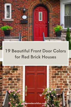 front door colors for red brick house Red Brick Homes, Gothic Door Knocker, English Door, Brick Homes, Brick Houses, Front Porch Lighting, Outside Paint