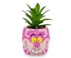 a potted plant with a face painted on it