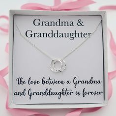 Grandmother grandma & granddaughter necklace jewellery gift, grandma nan nana jewelry mothers day gift from granddaughter, sterling silver Our grandmother and granddaughter necklace would be the perfect gift to present to a treasured grandmother or granddaughter on her birthday, at Christmas time, on your wedding day, or as a little gift to say thank you and show her how much you care. Handcrafted using dainty sterling silver rings and a delicate sterling silver chain, this necklace is a beautif Personalized Jewelry For Mother's Day Anniversary, Adjustable Charm Necklaces For Anniversary Gift, Sterling Silver Necklace For Birthday And Mother's Day, Sterling Silver Necklaces For Birthday And Mother's Day, Silver Charm Necklace For Anniversary On Mother's Day, Silver Charm Necklaces For Mother's Day Anniversary, Nickel-free Necklace For Mother's Day Gift, Sterling Silver Jewelry Gift For Mom, Sterling Silver Jewelry As A Gift For Mom