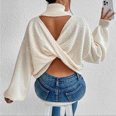 Cozy Cream Turtleneck Reversible Balloon Sleeve Sweater Xs S M L Xl, 100% Polyester, Ships In 7-8 Days Formal Dress Gown, Winter Blazer, Dress Professional, Cream Turtleneck, Balloon Sleeve Sweater, Preppy Prom, Trendy Business Casual, Coachella Dress, Business Formal Dress