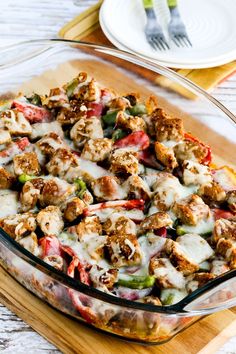 sausage, peppers and mushrooms low - carb cheesy bake