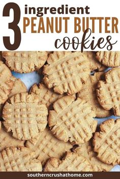 three ingredient peanut butter cookies with text overlay