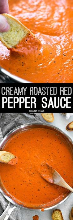 this creamy roasted red pepper sauce is made with only three ingredients