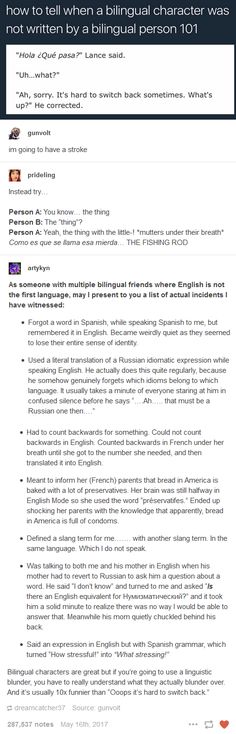 a screenshot of an email with the words, how to tell when a bilingual character was