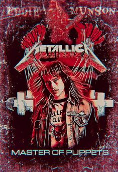 the cover art for metallic's master of puppets, which features an image of a woman with long hair