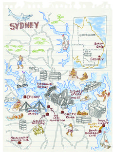 a hand drawn map of sydney, australia