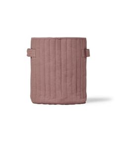 the pink quilted pot holder is shown on a white background