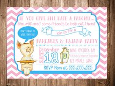 a pink and blue baby shower card with a bear on it