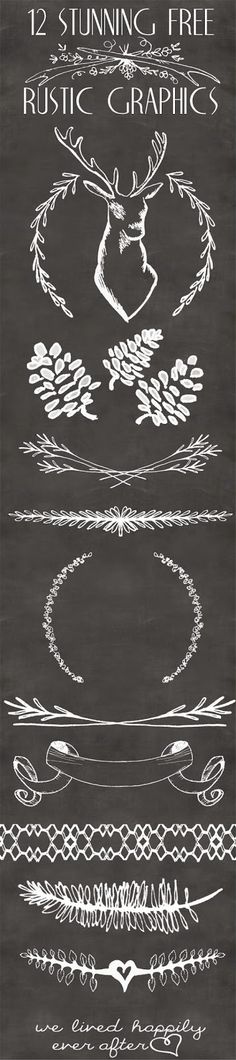 chalkboard graphics with the words 12 stunning free hand drawn graphic elements