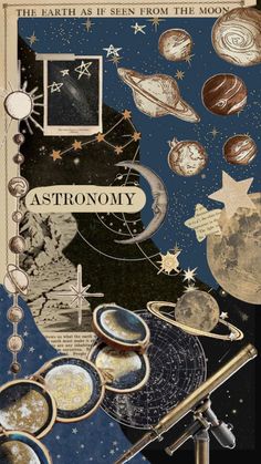 an astronomy poster with planets and stars