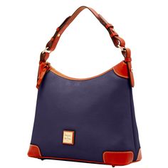 Shoulder Sophistication    This structured shoulder bag, made from pebble leather with a natural grain that hides any signs of wear, has a sophisticated look thanks to the crisp, Vacchetta leather trim. Navy Leather Shoulder Bag With Gold-tone Hardware, Elegant Navy Shoulder Bag With Leather Handles, Elegant Navy Leather Shoulder Bag, Structured Shoulder, Monogram Pendant, Tan Cowhide, Hobo Shoulder Bag, Black Polish, Dooney And Bourke