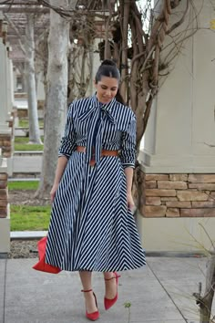 Material is beautiful quality! Full skirt Nursing friendly Removable belt Pockets Not see through Fabric has sight stretch Modeled in large 5'6" 100% Cotton Small (waist 36"/waist 30"/length 46") Medium (waist 38"/waist 32"/length 46") Large (waist 40"/waist 34"/length 46") *To measure yourself: Bust - measure the widest part of your bust with your bra on. Waist - measure the most narrow part (usually bellybutton) Hips - measure most widest part around thighs (usually 10 inches from waist) Work Dresses Plus Size, Dress And Skirt Capsule Wardrobe, Stripe Dresses For Women, Tshirt Dress Winter, Modest Beach Outfits Women, Curvy Classy Outfits, Narrow Hips Outfits, Sunday Outfits Church, Business Professional Outfits Dress