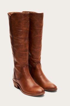 Carson Piping Tall Wide Calf | FRYE Since 1863 The Frye Company, Frye Boots, Wide Calf Boots, Brown Heels, Leather Boots Women, Wide Calf, Long Boots, Mid Calf Boots, Boots Outfit