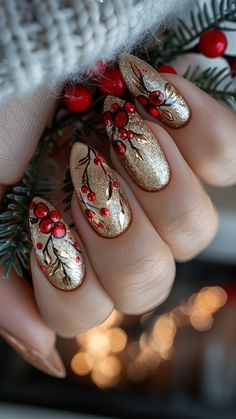 These Christmas Nails Nail Art Ideas – Get Ready to Shine! 💅. Get festive with these stunning Christmas Nails Nail Art ideas that will make your nails the talk of every holiday party! From elegant Christmas Gel Nails to chic Christmas Nails Acrylic, there\'s a look for everyone. 🎅✨ Want something fun and easy? Try Cute Christmas Nails or go with Christmas Nails Easy for a quick, stylish look. Bring on the Festival Nails and show off Her Nails with confidence. If you’re in a rush, Stick On Nai... Holiday Manicure, December Nails, Holiday Nail Designs, Cute Christmas Nails