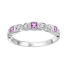 Our beautiful 14KW Mix Bezel Pink Sapphire Band 1/10CT is the perfect jewelry choice for you or your loved one.Contact us to verify product information.Shop with International Diamond Center for all your jewelry needs. We have engagement rings, wedding bands, earrings, and so much more. Pink Sapphire Band, Stackable Birthstone Rings, Unique Fashion Jewelry, Engraved Bar Necklace, Sapphire Band, Pink Sapphire Ring, Pink Ring, Rings Wedding, Sapphire Gemstone