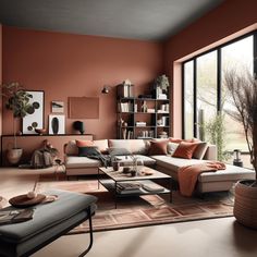 a living room filled with furniture and lots of windows