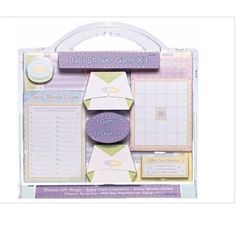 a baby shower game kit with its contents