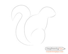 the outline of a squirrel's tail for an easy to draw drawing project with pencils