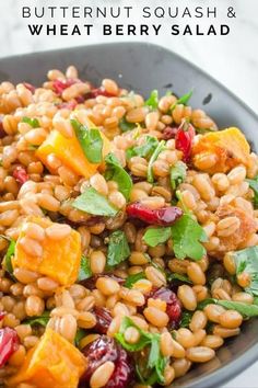 butternut squash and wheat berry salad in a bowl