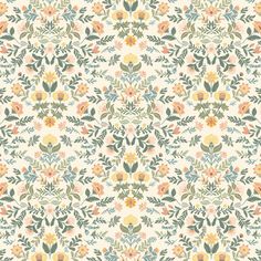 a floral wallpaper pattern with many different colors