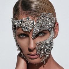 Sparkling Bling Things Jewelry | Nwt Sparkling Swarovski Bling Crystal Rhinestone Mask Halloween Costume | Color: Gold/Silver | Size: Various