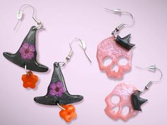 Handmade Halloween Resin Earrings, why should you buy a pair?  --------------------------------------------------------------------------------------------------------------------------------------------- Seasonal Beauty: These resin earrings capture the everlasting charm of the holiday, making them a timeless addition to any jewelry collection. Artistic Expression: Each pair is a unique piece of wearable art, showcasing intricate craftsmanship and attention to detail. Versatile Elegance: Perfect for both casual and formal parties, they effortlessly elevate any outfit with a touch of scary sophistication. Conversation Starter: Their captivating design sparks curiosity and admiration, inviting others to inquire about the story behind their exquisite scary motif. Unique Gift: Ideal for someo Handmade Witchy Earrings For Halloween, Quirky Handmade Halloween Jewelry, Handmade Halloween Costume Earrings, Whimsical Halloween Earrings, Whimsical Handmade Halloween Earrings, Whimsical Handmade Earrings For Halloween, Quirky Halloween Earrings, Halloween Resin, Formal Parties