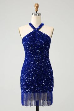 Amzcw Sparkly Royal Blue Bodycon Halter Sequin Short Homecoming Dress – Amzcw Dress Lilac Homecoming Dress, Vintage Dresses 1920's, Hoco Court, Blue Bodycon, Lovely Partner, Sequin Short, Prom Dress Plus Size, Homecoming Dance, Blue Homecoming Dresses