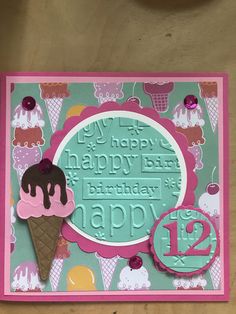 a birthday card with an ice cream cone