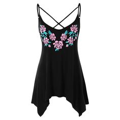 Plus Size Crisscross Tiny Floral Tank Top - Black - 3254745514 - Women's Clothing, Plus Size Women's Clothing  #PlusSizeWomensClothing #Women's #Clothing # #Plus #Size #Women's #Clothing Criss Cross Tank Top, Lace Up Tank Top, Plus Size Tank Tops, Trendy Plus Size Clothing, Floral Tank Top, Floral Tank, Plus Size Womens Clothing, Fashion Seasons, Online Tops