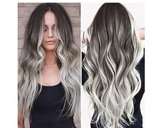 Grey Ombre Hair, Long Curly Wig, Ombré Hair, Curly Hair Wig, Ombre Hair Color, Grunge Hair, Long Curly Hair, Long Curly