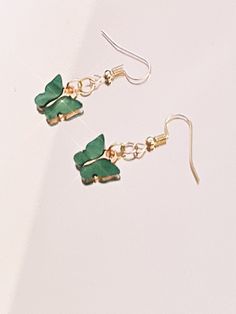 Emerald green butterfly earrings Cute Green Earrings, Green Jewelry With Butterfly Charm For Gift, Green Butterfly Jewelry For Gifts, Green Butterfly Jewelry For Gift, Emerald Green Butterfly, Butterfly Wing Earrings, Green Butterfly, Wing Earrings, Butterfly Earrings