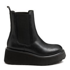 Own the night with Rocket Dog's Heyday All-Black Platform Chelsea Boots. With a plush foam insole and sleek black faux leather, these boots scream elegance and comfort. Rock them with high-waisted black jeans and a statement tee for a stylishly monochrome look. You go, girl! 💃🏻🔥 Rocket Dog women's boot Style: Slip-on flatform Chelsea boot Upper: Black faux leather Lining: Synthetic Midsole: Plush Foam Comfort Insole Sole: Rubber platform Heel height: 2 inches Platform height: 1.57 inches Clos Rocket Dogs, Platform Chelsea Boots, High Waisted Black Jeans, Shoes Boots Ankle, Rocket Dog, Boots Women Fashion, Black Platform, Wedge Boots, Chelsea Boot