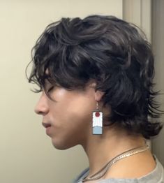 Men’s Wolfcut Short, Alternative Male Haircuts, Men’s Haircut Aesthetic, Male Hair Inspo Short, Wolfcut Hair Men Curly, Asian Men Wolfcut Perm, Hair Styles Perm, Asian Man Wolf Cut, Mod Shag Haircut Men