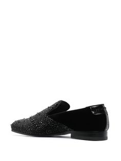 Find PHILIPP PLEIN Rhinestone-embellished Velvet Loafers on Editorialist. black calf leather velvet effect logo plaque rhinestone embellishment almond toe branded footbed low stacked heel slip-on style Studded Loafers, Velvet Loafers, Chelsea Boots Men, Velvet Fashion, Philipp Plein, Heeled Loafers, Stacked Heel, Boots Men, Calf Leather