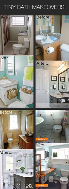 four different pictures of bathroom renovations and remodeling