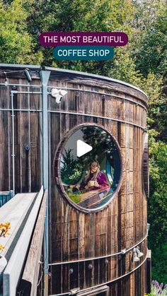 the most beautiful coffee shop in the world is located on top of a wooden structure