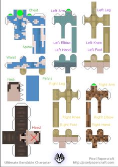 an image of some papercrafts that are made to look like minecraft characters