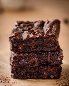 three brownies stacked on top of each other