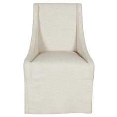 an upholstered white chair on a white background