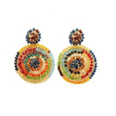 These round, hand-crocheted earrings were made by highly skilled Brazilian artisans. The 18 karat gold filled wire crochet earrings create a stunning look without the weight or bulk.  They are very comfortable to wear, light and can be worn in every occasion: day-to-night and casual-to-special. The sparkling beads and colors are supplemental to the fine craft artwork spent in every piece of my jewelry. They are made from the heart and hands of our artisans especially for you.        They feature 18 karat filled copper wire and are detailed with glass beads in clear glass beads. Made from non-allergenic (hypoallergenic) and nickel-free. Stunning jewelry that will last for a lifetime. Each pair of earrings takes hours to finish. The result is a remarkable piece of jewelry. They are handmade Crocheted Earrings, Mandala Earrings, Wire Crochet, Crochet Mandala, Fine Craft, Handmade Beaded Jewelry, Stunning Jewellery, Hand Crochet, Copper Wire