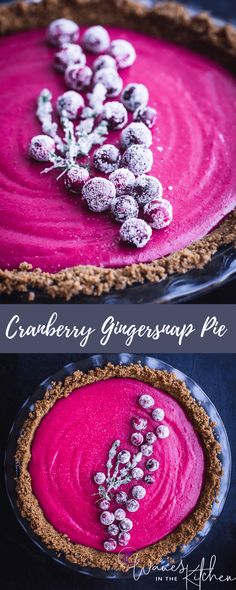 two pies with cranberry ginger syrup pie crust in the middle and on top