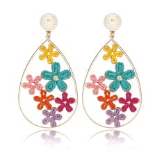 PRICES MAY VARY. Boho Raffia Flower Earrings: These statement earrings are made of nature raffia, which is a popular element and environmentally friendly material. We carefully handle any contact with your skin to ensure the safety of your wearing. Unique Large Water Drop Design: Classic water drop shape, embellished with delicate flowers, generous and elegant. These earrings are your first choice for spring and summer, whether traveling, partying or vacation. Handmade: These raffia flower earri Summer Dangle Earrings With Flower Decoration, Flower Decoration Drop Earrings For Summer, Multicolor Handmade Flower Earrings, Spring Beach Earrings In Flower Shape, Multicolor Summer Flower Charm Earrings, Summer Multicolor Flower Charm Earrings, Summer Multicolor Earrings With Flower Charm, Multicolor Dangle Flower Earrings For Summer, Dangle Earrings For Spring Vacation