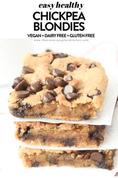 easy healthy chickpea blondies vegan and dairy free gluen free