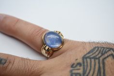 - vintage Art Deco - marked and tested 10k gold - Quartz (PAINTED BLUE) - Quartz measures approx: 16mm x 14mm - size 9 - weighs 10 grams Formal Blue Hallmarked Signet Ring, Formal Blue Signet Ring, Blue 14k Gold Signet Ring With Gemstone, Blue Cabochon Signet Ring For Anniversary, Blue Cabochon Rings Art Deco Style, Art Deco Blue Cabochon Rings, Blue Art Deco Rings With Cabochon, Blue Cabochon Art Deco Rings, Blue 14k Gold Signet Ring Fine Jewelry