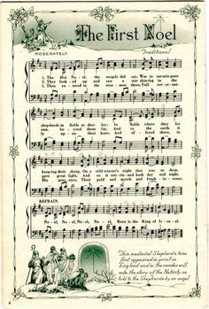 an old sheet music with the first noel